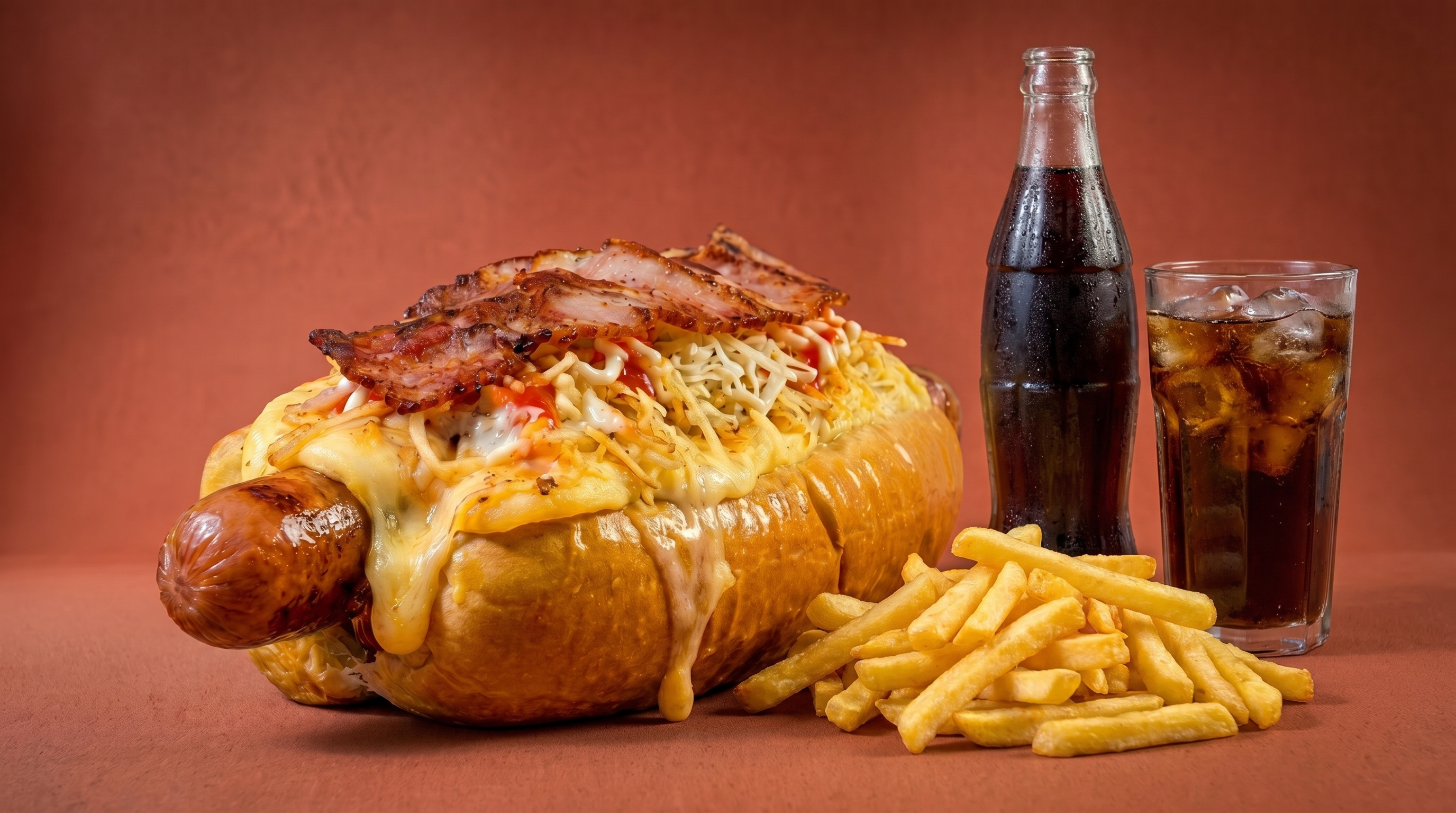 Combo Perro Suizo Quesudo con papas y bebida
